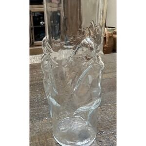 VTG Libbey "La Femme" Clear Glass Vase Dancing Nude Women Embossed 3D Relief 7"